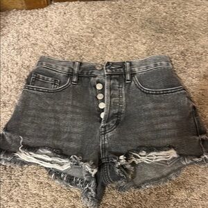 PacSun Gray Jean Shorts with Distressed Hem
